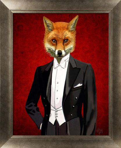 Gentleman Fox & Stag IV framed print by Fab Funky