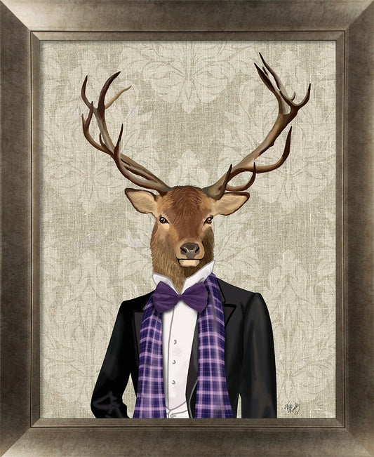 Gentleman Fox & Stag V framed print by Fab Funky