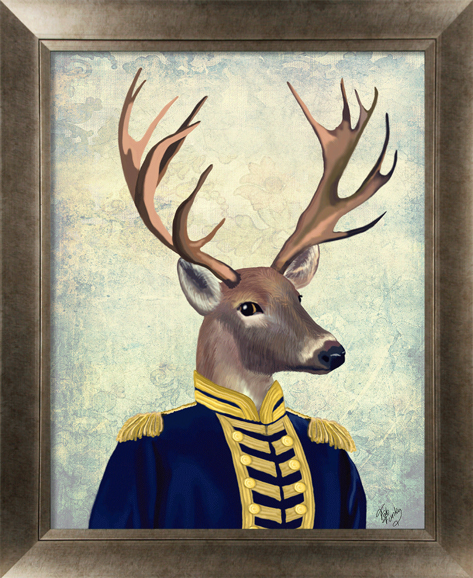 Gentleman Fox & Stag VI framed print by Fab Funky