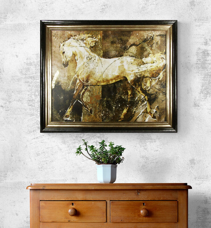 Gilded Horses I framed print by Marta Wiley
