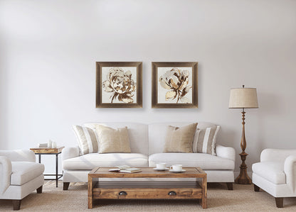 Golden Flower I and II framed prints by Asia Jensen