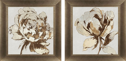 Golden Flower I and II framed prints by Asia Jensen