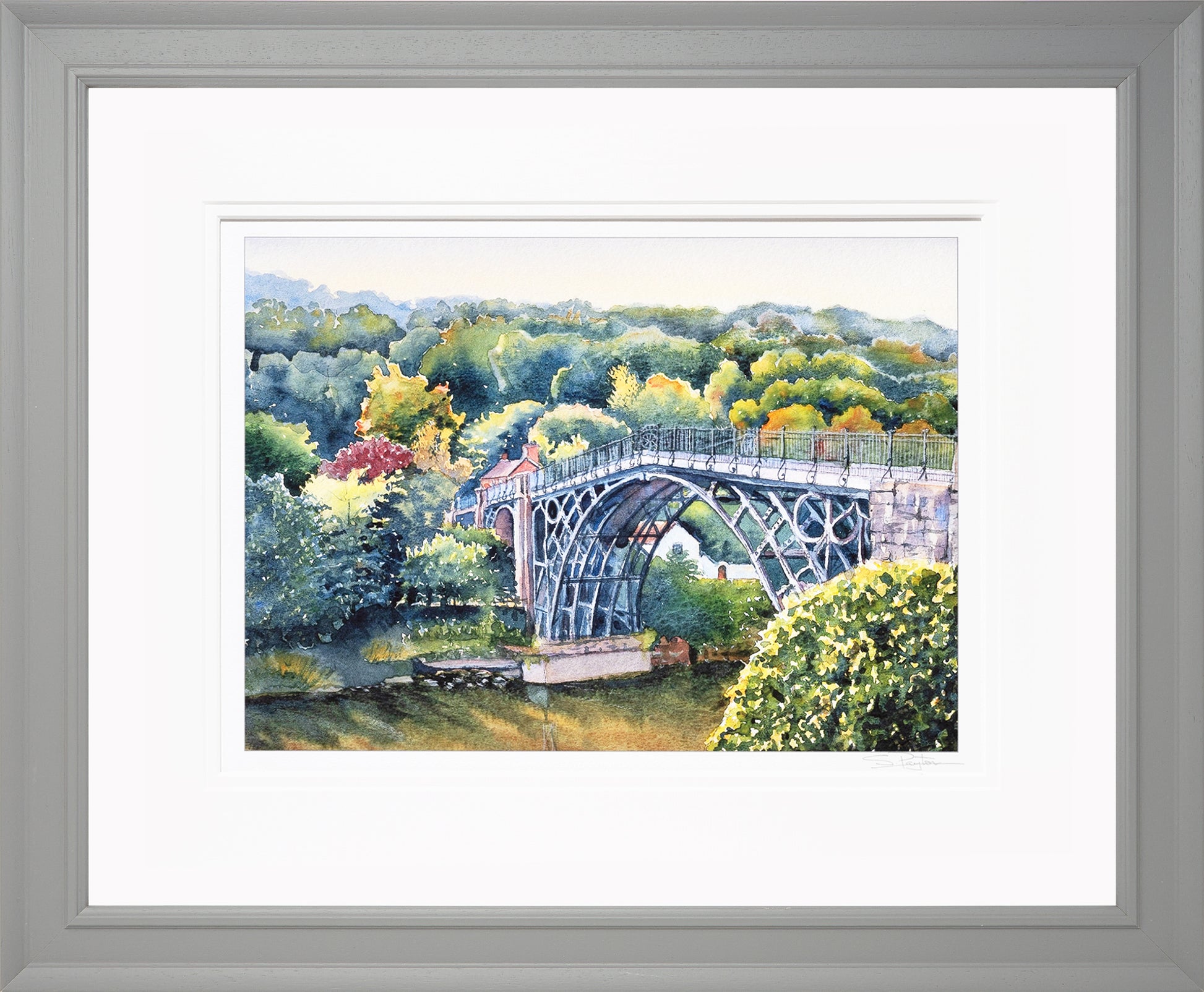 Ironbridge Shropshire Limited Edition Print by Sue Payton Grey Frame