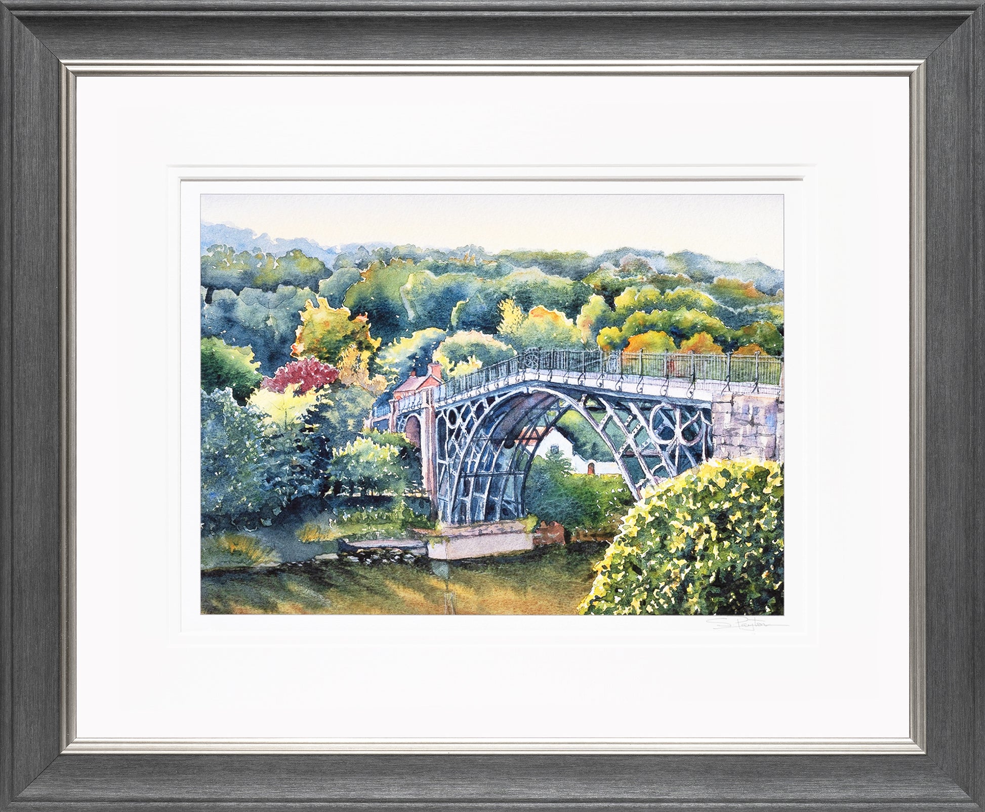 Ironbridge Shropshire Limited Edition Print by Sue Payton Grey Silver Frame