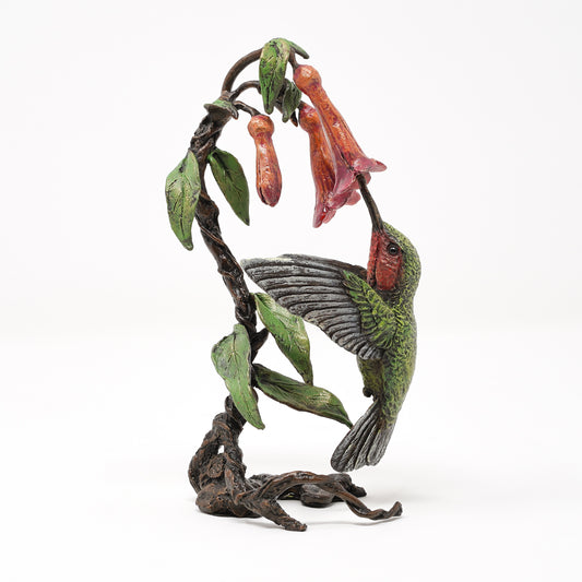 Hummingbird Solid Bronze Sculpture by Keith Sherwin