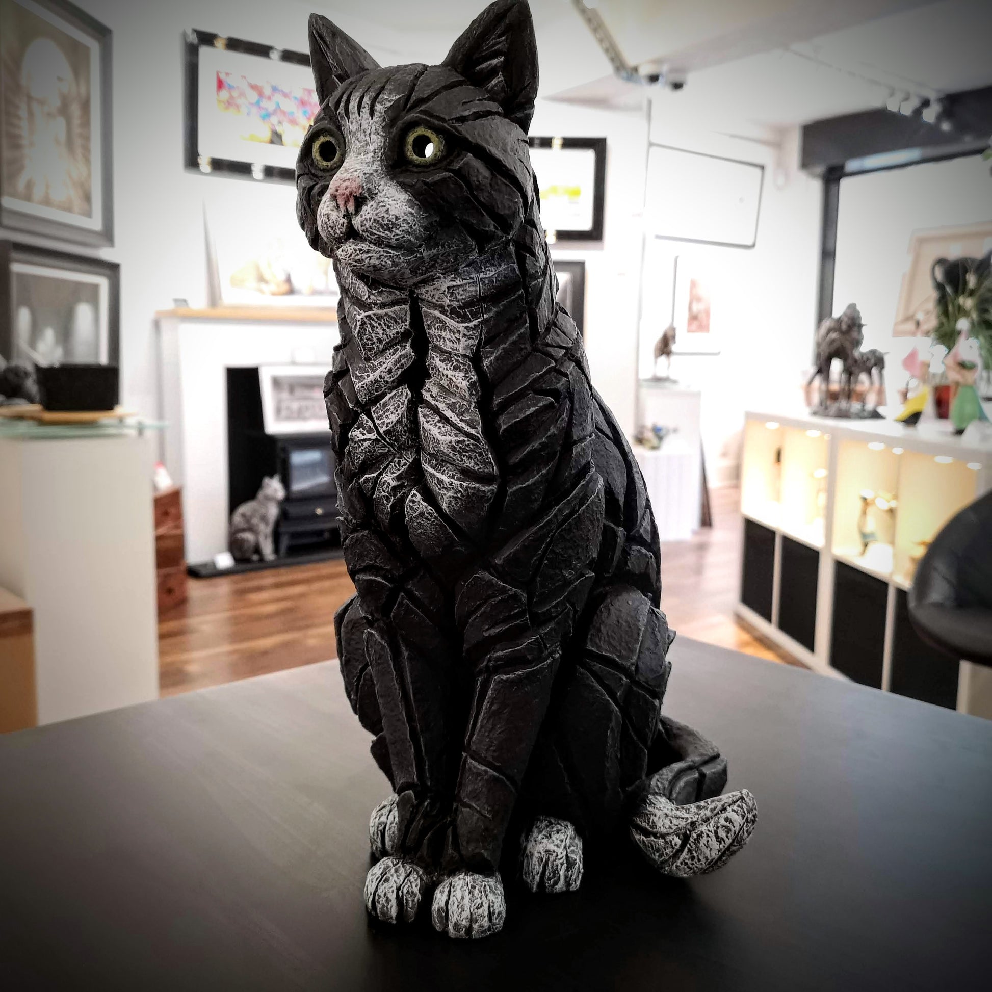 Cat Sitting Black and White Artworx Gallery by Edge Sculpture