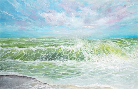 Waves original oil painting by Yulia Lavrenchuk