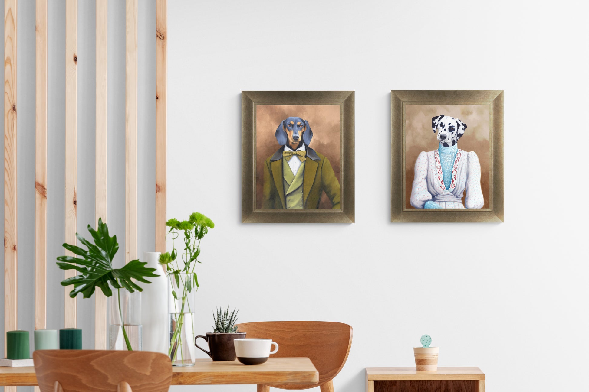 The Duke of Dachshund and Lady Isabelle framed prints by Peter Annable