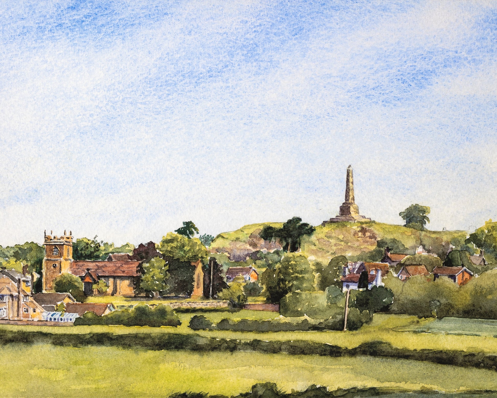 Lilleshall Hill and Church print by Sue Payton