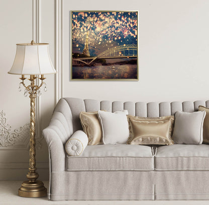 Love Wish Lanterns over Paris framed print by Paula Belle Flores