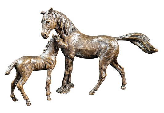Mare & Foal solid bronze sculpture by Michael Simpson