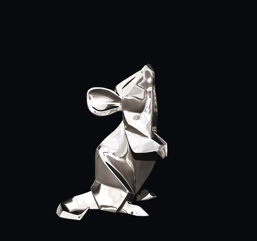Mouse Sterling Silver Origami Sculpture by Sophie Mackrell
