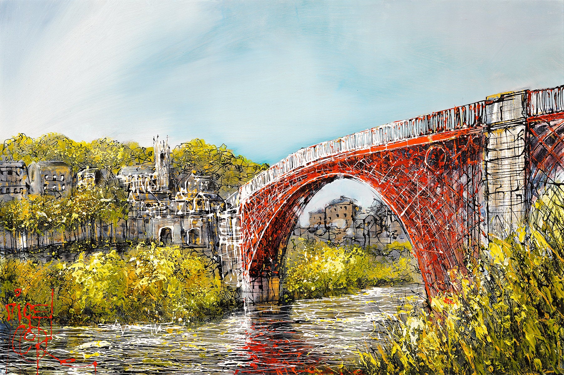 Ironbridge Summer Original Painting on Aluminium by Nigel Cooke