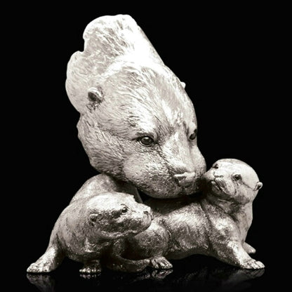 Otter and Pups nickel resin sculpture from Richard Cooper Studio