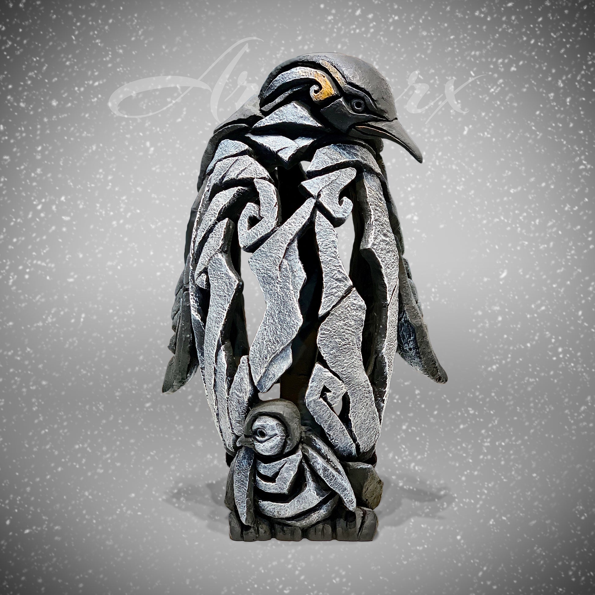 Penguin with Chick From Edge Sculpture by Matt Buckley