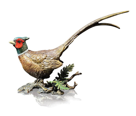 Pheasant solid bronze sculpture by Keith Sherwin