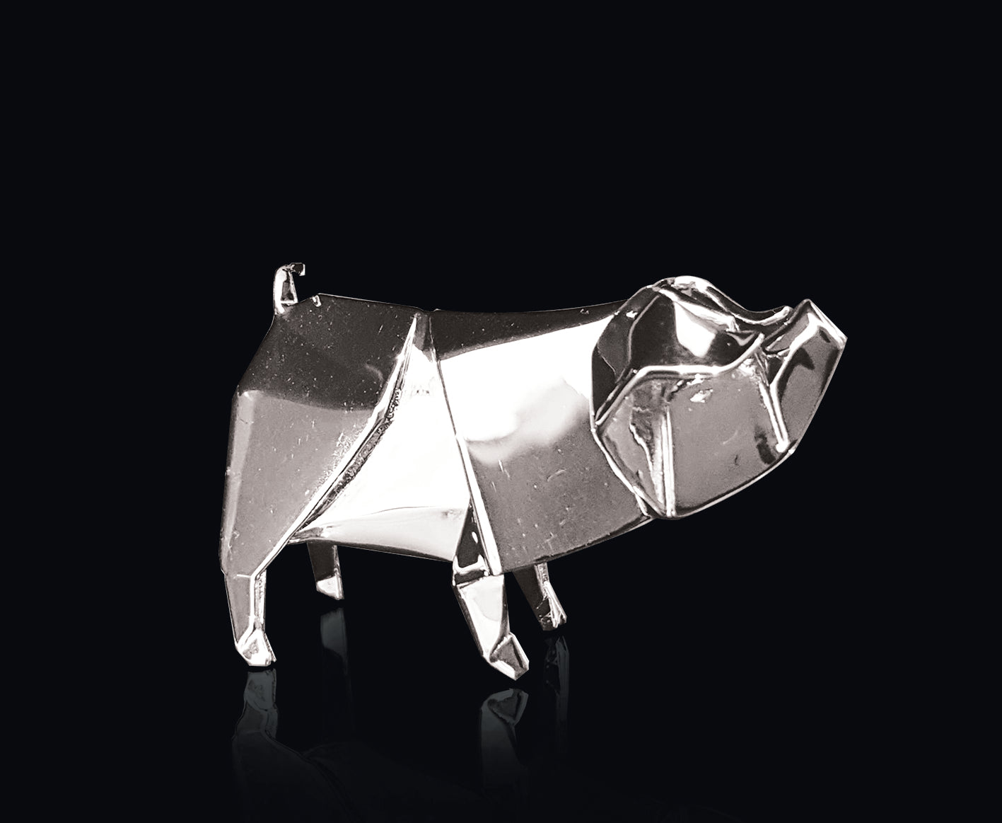 Pig Sterling Silver Origami Sculpture by Sophie Mackrell