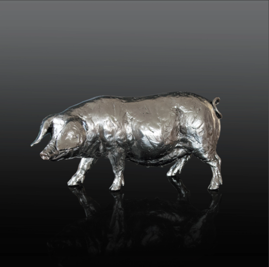 Pig nickel resin sculpture from Richard Cooper Studio