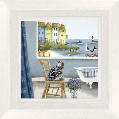 Purrfect Spa limited edition framed print by Rebecca Lardner