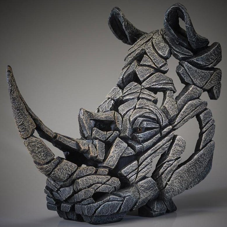 Rhinoceros Bust White by Edge Sculpture