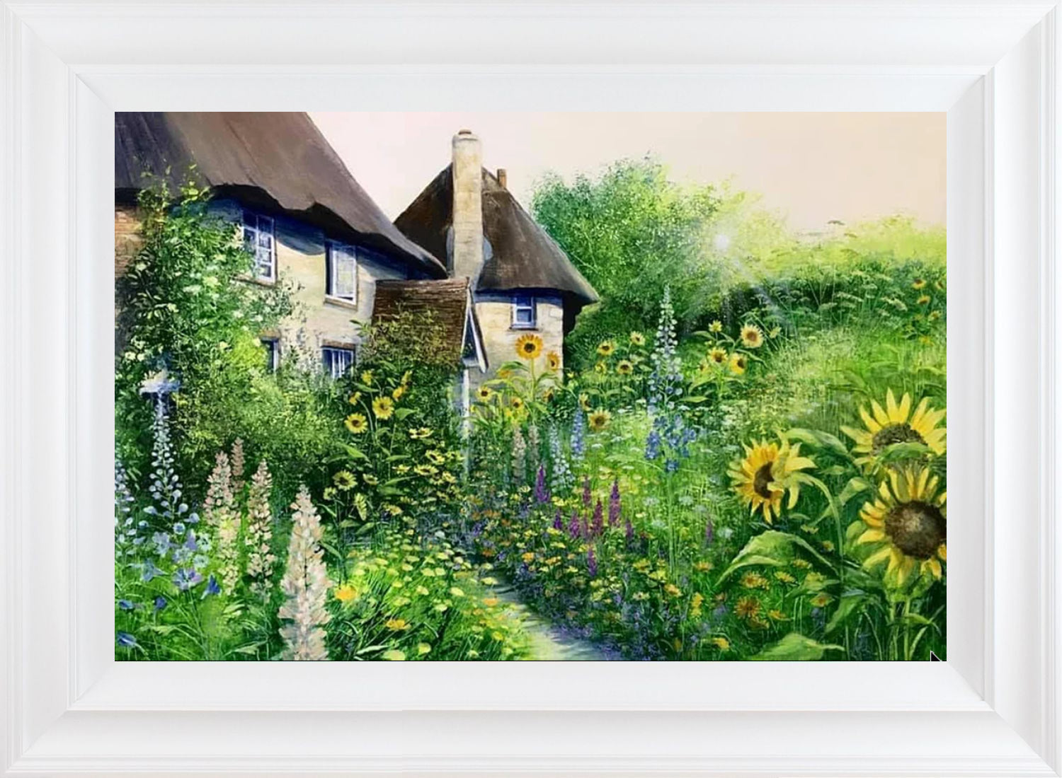Sunflower Cottage limited edition print by Heather Howe