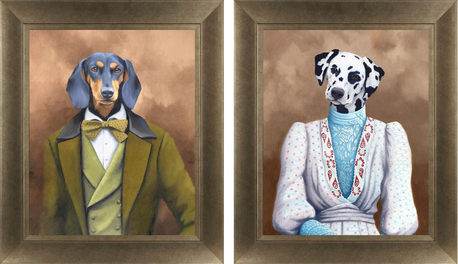 The Duke of Dachshund and Lady Isabelle framed prints by Peter Annable