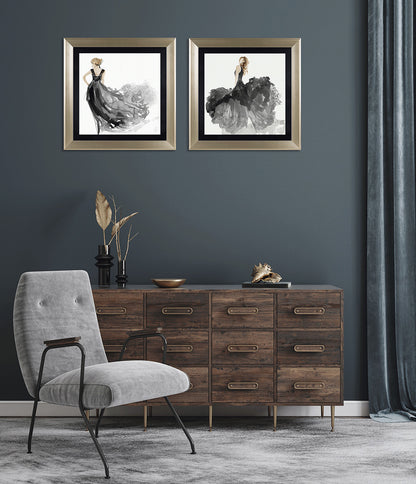 Woman in Black I and II framed prints by Aimee Wilson