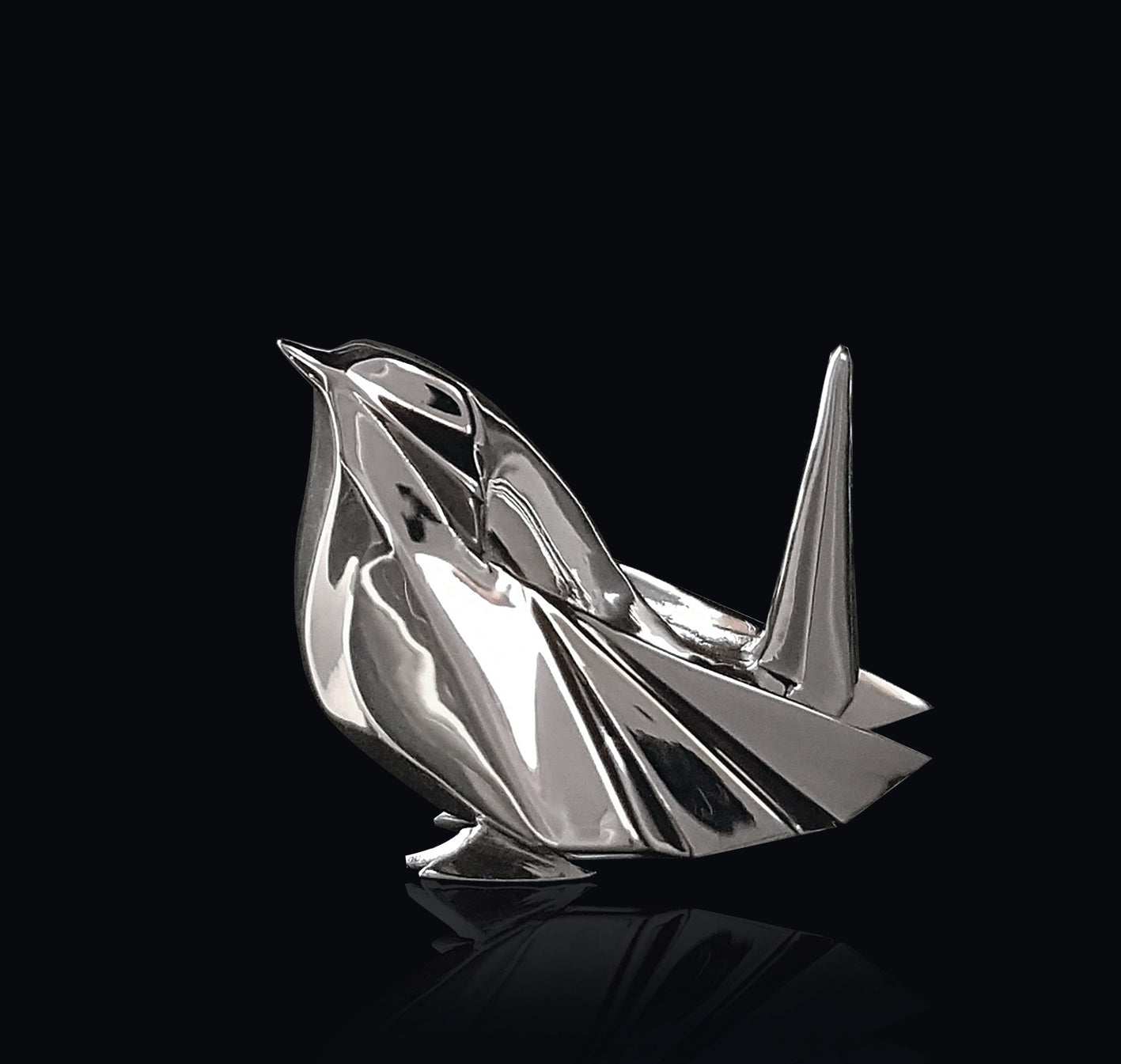 Wren Sterling Silver Origami Sculpture by Sophie Mackrell