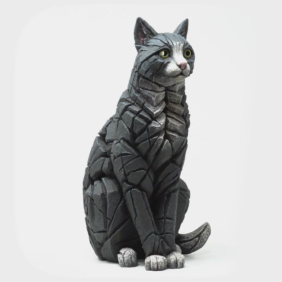 Cat Sitting - Black & White by Edge Sculpture
