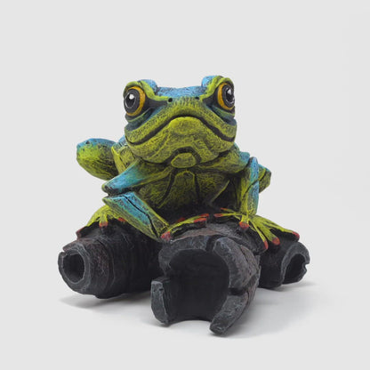 Blue Yellow Tree Frog by Edge Sculpture