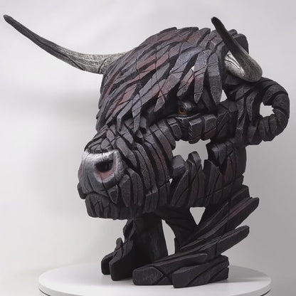 Highland Cow Bust Black