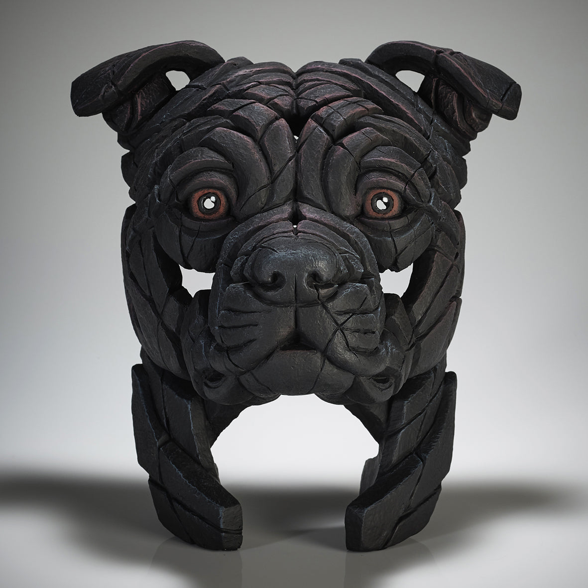 Staffordshire Bull Terrier Bust Black from Edge Sculpture