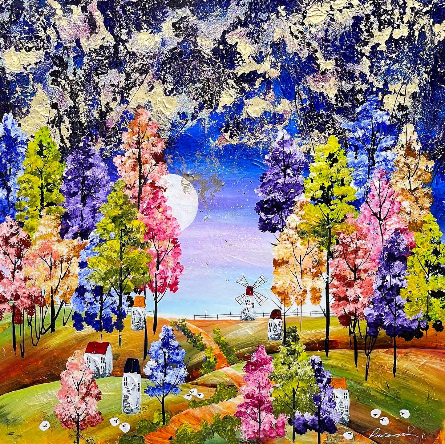 Windmill Path original painting by Rozanne Bell